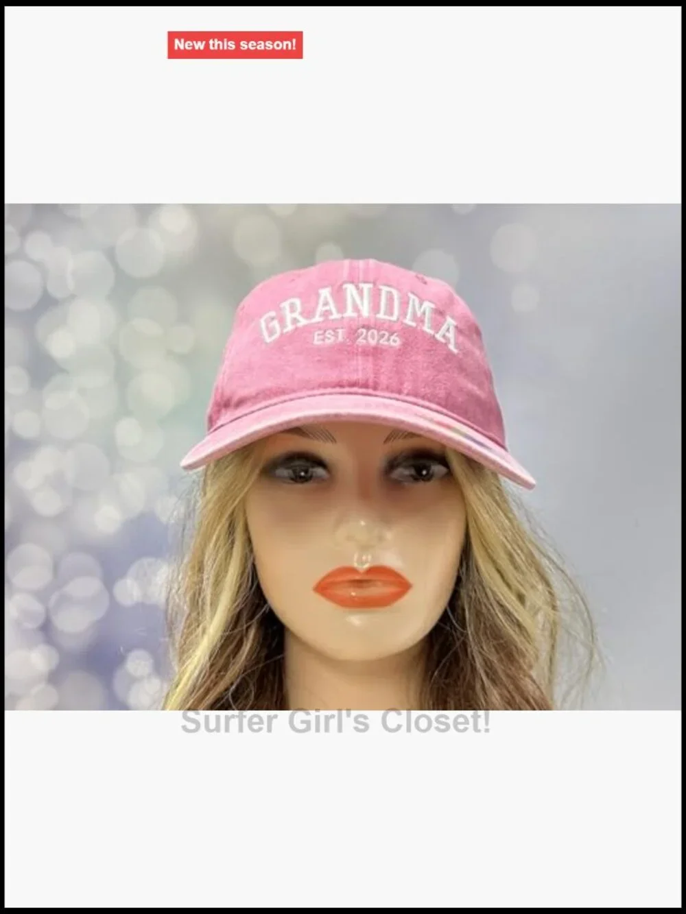 Embroidered Grandma Est. 2026 Baseball Cap - One Size Adjustable